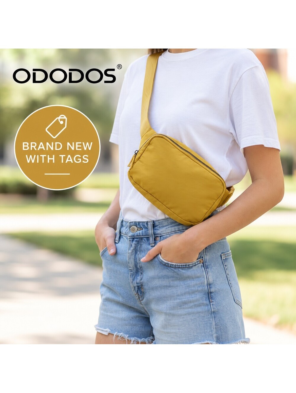 New With Tags | ODODOS Buff Yellow Mini Belt Bag Crossbody